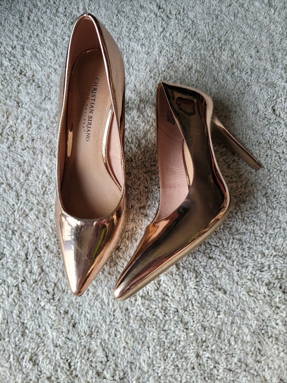 Women’s Metallic Rose Gold Pointed-Toe Pumps 4" Heels 8 - Picture 2 of 7